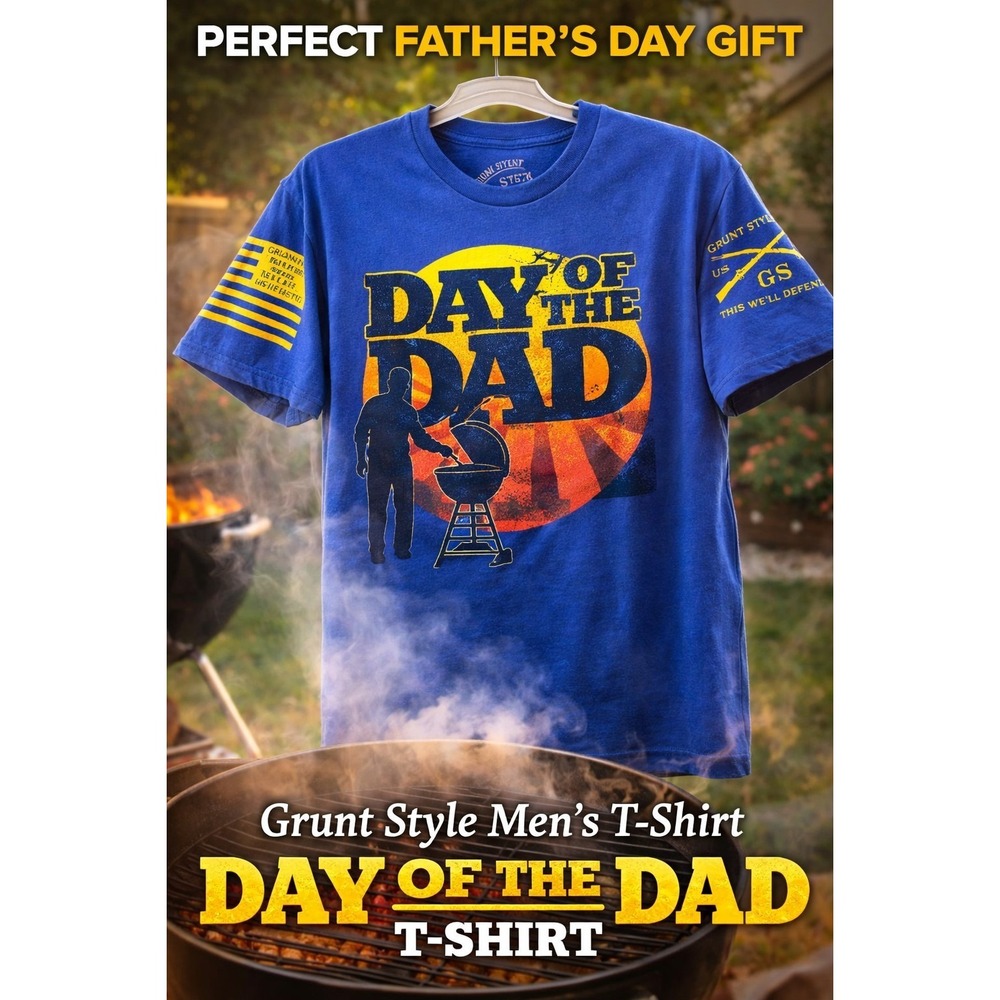 Grunt Style Men's T-Shirt Day Of The Dad Graphic Blue‎ Large Zombie Father's Day